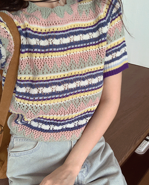 rainbow half knit