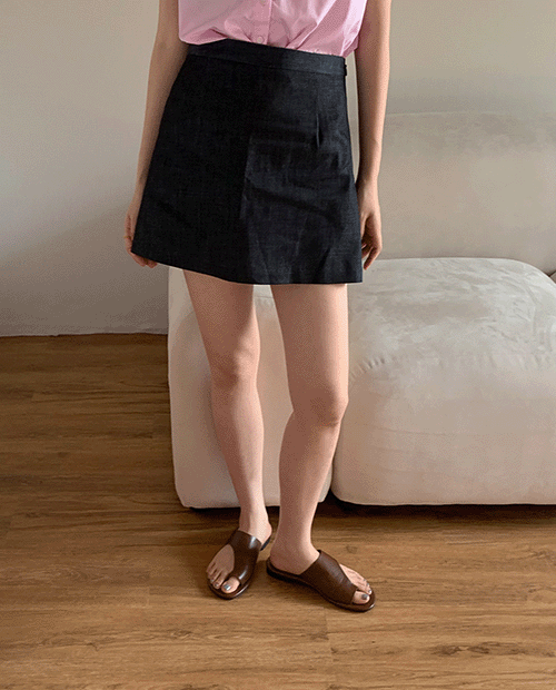 palm denim skirt : dark blue