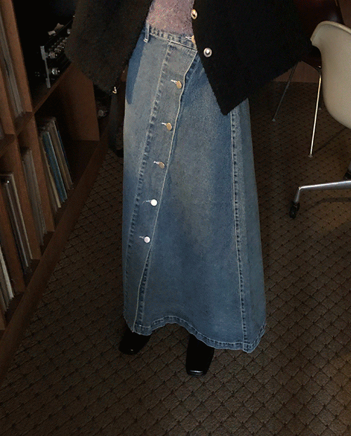 wrap jeans long skirt : blue
